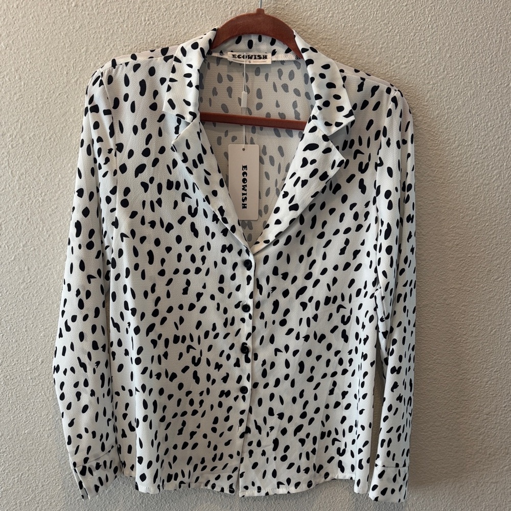 Wish Black and White Button Down Shirt
